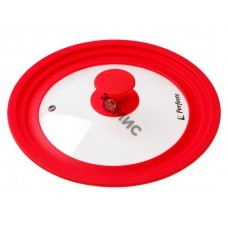 Крышка стеклянная, 220-240-260 мм, с силиконовым ободом, круглая, красная, PERFECTO LINEA, Китай
