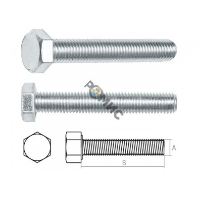 Болт М16х80 мм шестигр., цинк, кл.пр. 5.8, DIN 933 (5 кг.) STARFIX