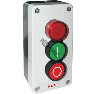 Пост кнопочный ПКУ 373 Пуск-Стоп на 2 кнопки с сигн.лампой (NO+NC) SHCET, Китай