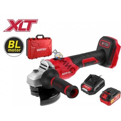 Аккум. углошлифмашина WORTEX CAG 1812-1 E в кор. ALL1 с акб и з/у (18.0 В, 1 акк., 4.0 А*ч, Li-Ion, БЕСЩЕТОЧНЫЙ ДВИГАТЕЛЬ, диск 125х22.2 мм)