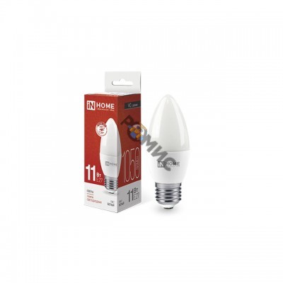 Лампа светодиодная LED-СВЕЧА-VC 11Вт свеча 230В E27 6500К 1050лм IN HOME 4690612024868, РФ
