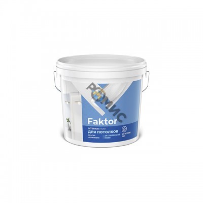 Краска акриловая в/д белая 10л /13 кг FAKTOR для потолков белая (мат)