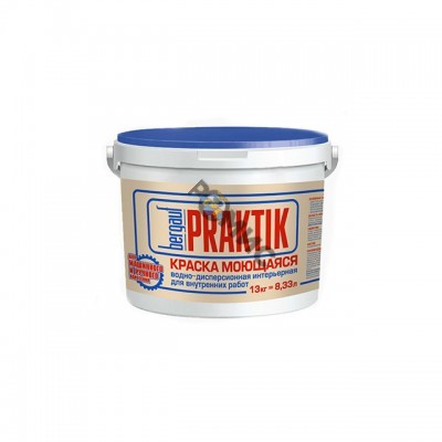 Краска акриловая в/д белая 13 кг моющаяся Bergauf Praktik, Россия 4607151089579