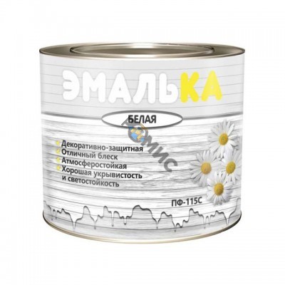 Эмаль ПФ 115 белая  1,9 кг (2,0 л) ЭМАЛЬКА (ТУ) (изгот. 04.2025г + 18 мес) для отделочн. наружн. и внутр. работ  РБ