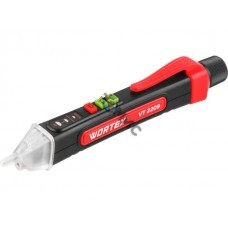Бесконтактный индикатор напряжения WORTEX VT 2209 12-1000 В, световая и звуковая индикация (Встроенный фонарь и лазерная указка, батарейки в комплекте