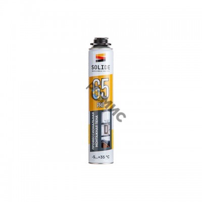 Пена монтажная проф. 750мл всесезонная SOLIDE Foam Pro 65 (Выход до 60 л.) (SL-76517-1) (изг. 11,2024г) Китай