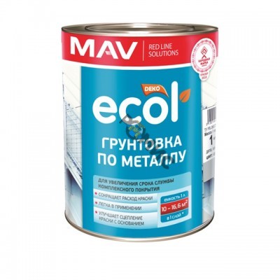 Грунтовка ГФ 021 светло-серая  1,0 кг (1л) ECOL (изг. 03.2025г)_ по металлу , РБ