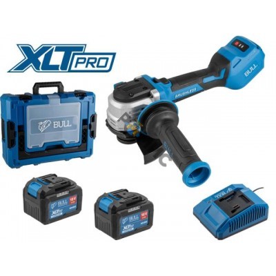 Аккум. углошлифмашина BULL CSG 1812-1 SR Xcase XLTpro 2x6 Ач БЕСЩЕТ, 125 мм, рег. об., 10 000 об/мин (Безредукторный тип, плав пуск, конст. эл.) Китай