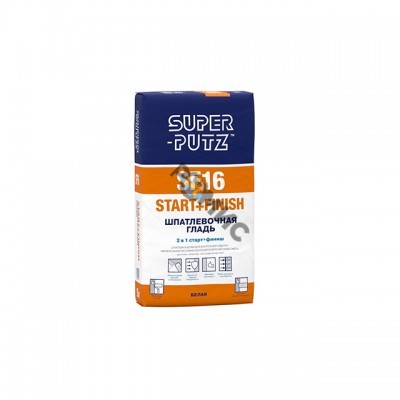 Шпатлёвка гипсовая SUPER-PUTZ  SF 16 START+FINISH белая, 15кг, внутр.работ. РБ
