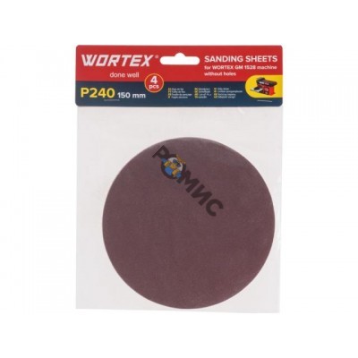 Шлифлист 150мм P240 без отв. 4 шт. для станка WORTEX GM 1528