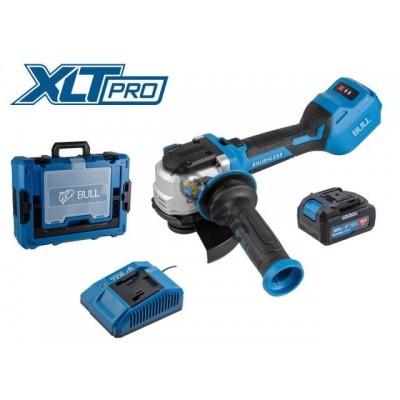 Аккум. углошлифмашина BULL CSG 1812-1 SR Xcase XLTpro 1x4 Ач БЕСЩЕТ, 125 мм, рег. об., 10 000 об/мин (Безредукторный тип, плав пуск, конст. эл., защит) (1333997) Китай