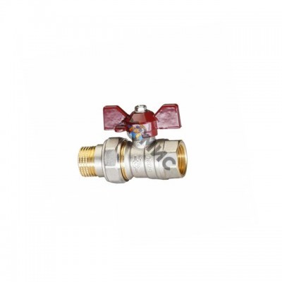 Кран шаровый латунный Temper DN15 (1/2”) PN40, внутренняя/наружная американка, бабочка, Россия