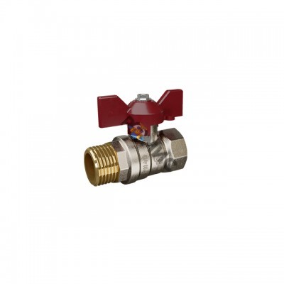 Кран шаровый латунный Temper DN15 (1/2”) PN40, внутренняя/наружная, БАБОЧКА, Россия