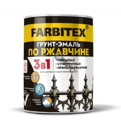 Грунт-эмаль прямо по ржавчине  желтый 1,8кг FARBITEX  3в1 прямо по ржавчине, РФ