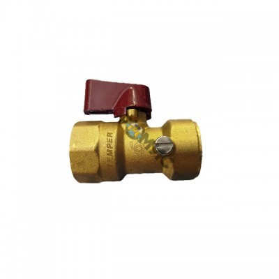 Кран шаровый латунный Temper DN15 (1/2”) PN40, внутренняя/внутренняя, флажок, под манометр с метрической резьбой М20х1,5, Россия