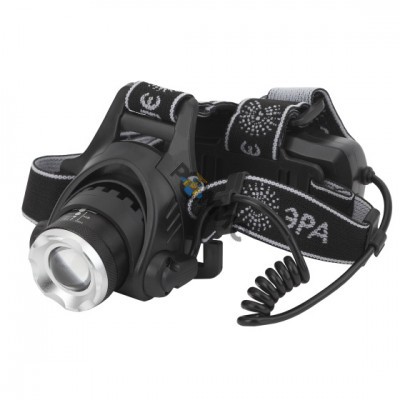 Фонарь налобный аккумуляторный GA-805 CREE 5Вт регулир. фокус литиевый аккум. 2.5А.ч алюм. USB пластик. (кор.) Эра Б0039625, РФ 8512